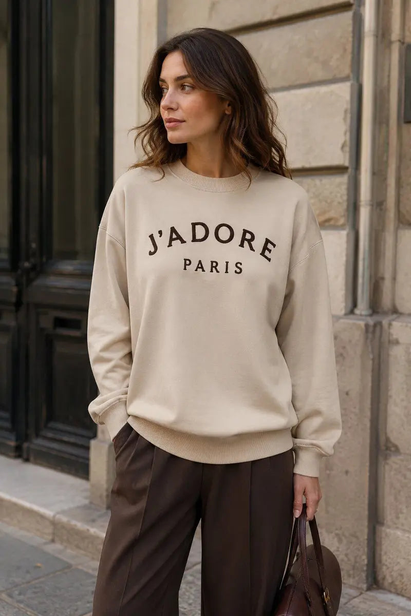 J’Adore Paris Sweatshirt – Beige
