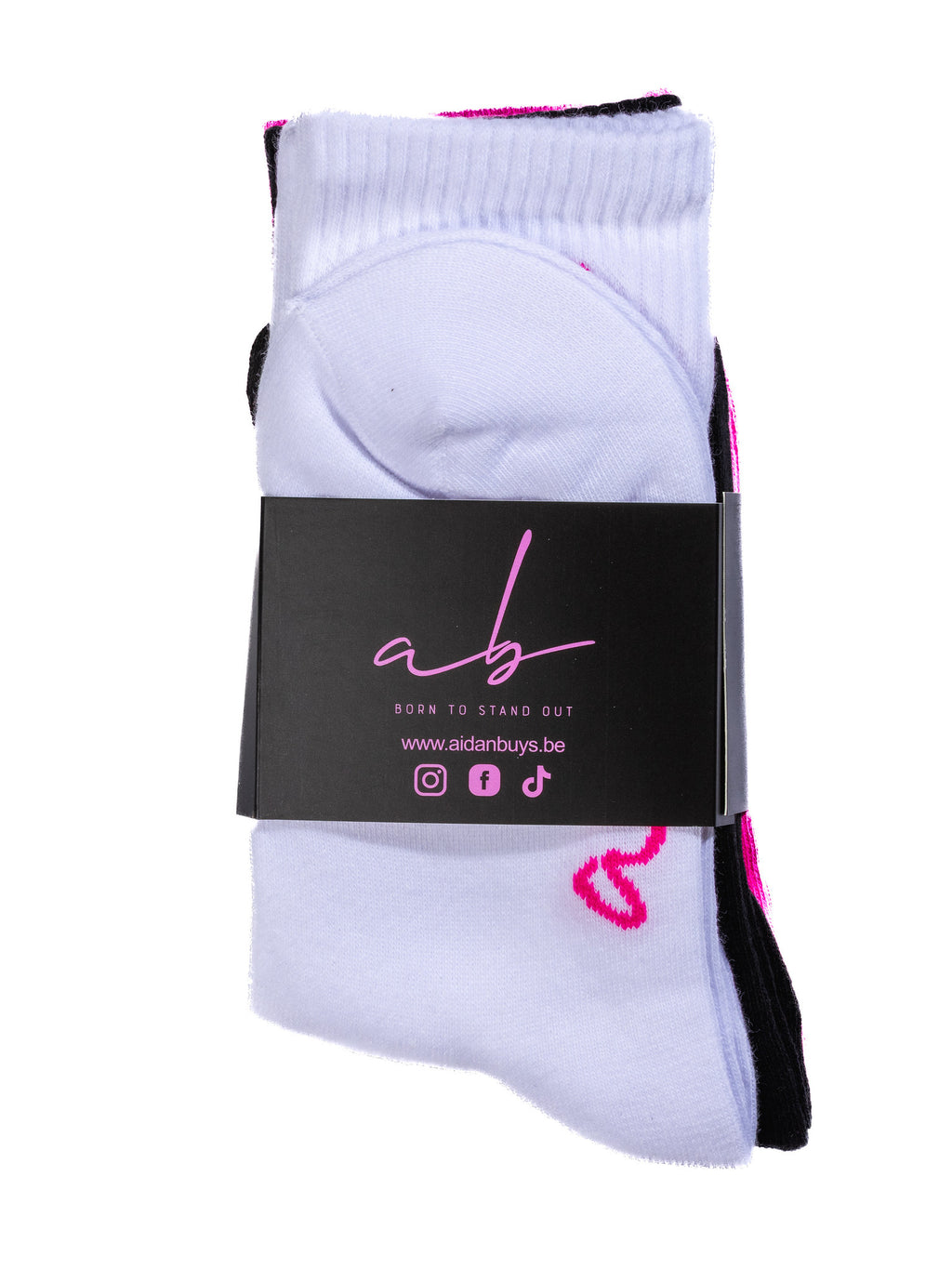 3-Pack Sokken – Zwart, Wit & Roze
