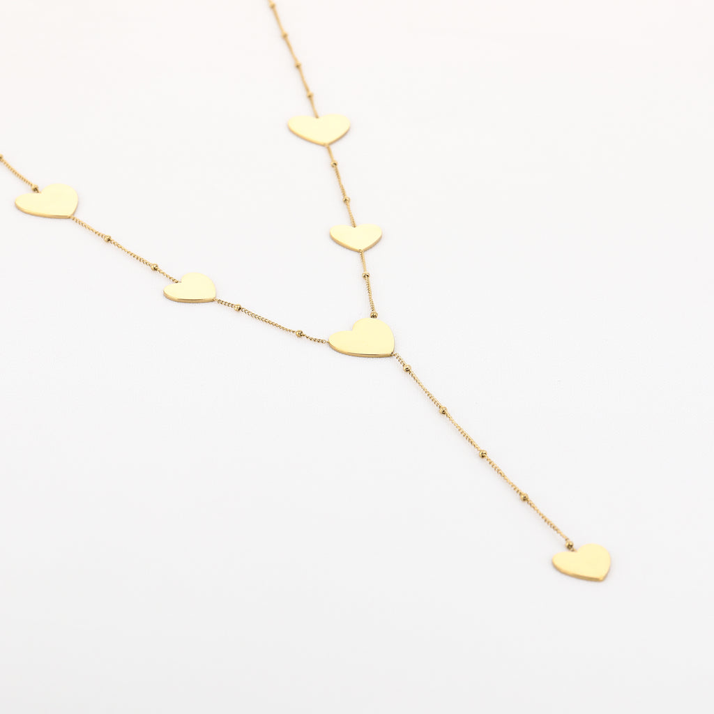 Y ketting met hartjes