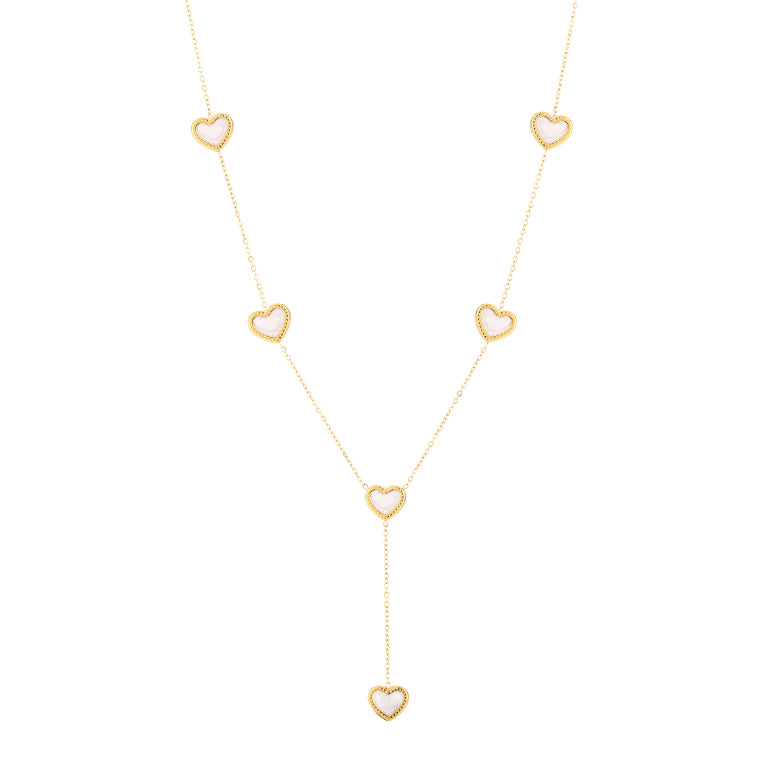 Y ketting met hartjes