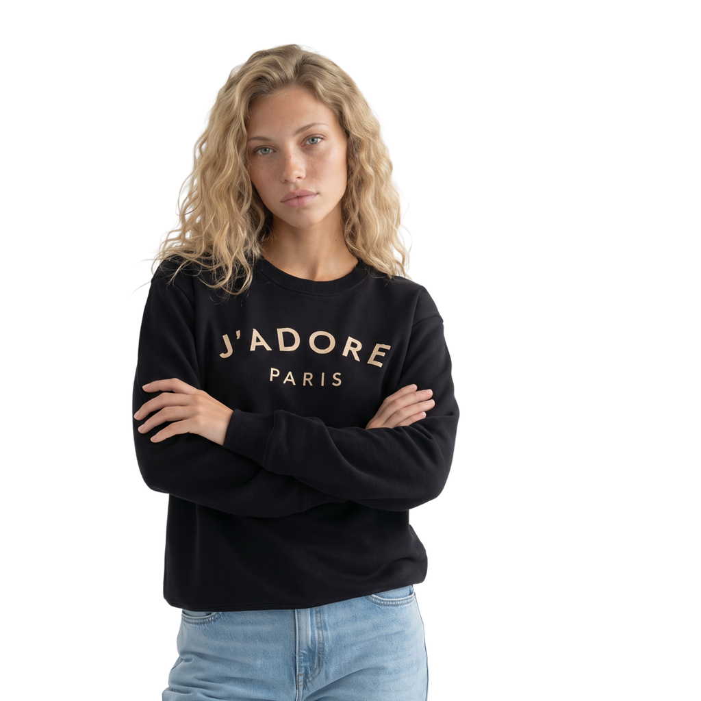 J’Adore Cotton Crew – Black