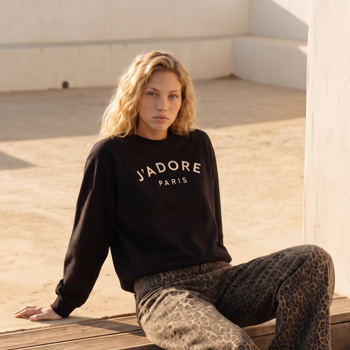 J’Adore Cotton Crew – Black