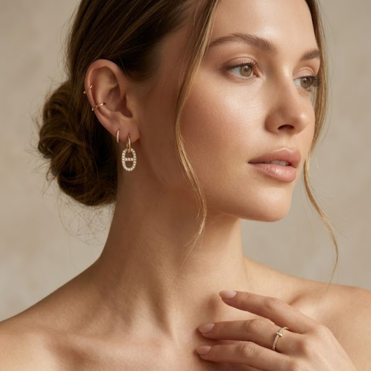 Sparkle Link Earrings – Gold ✨