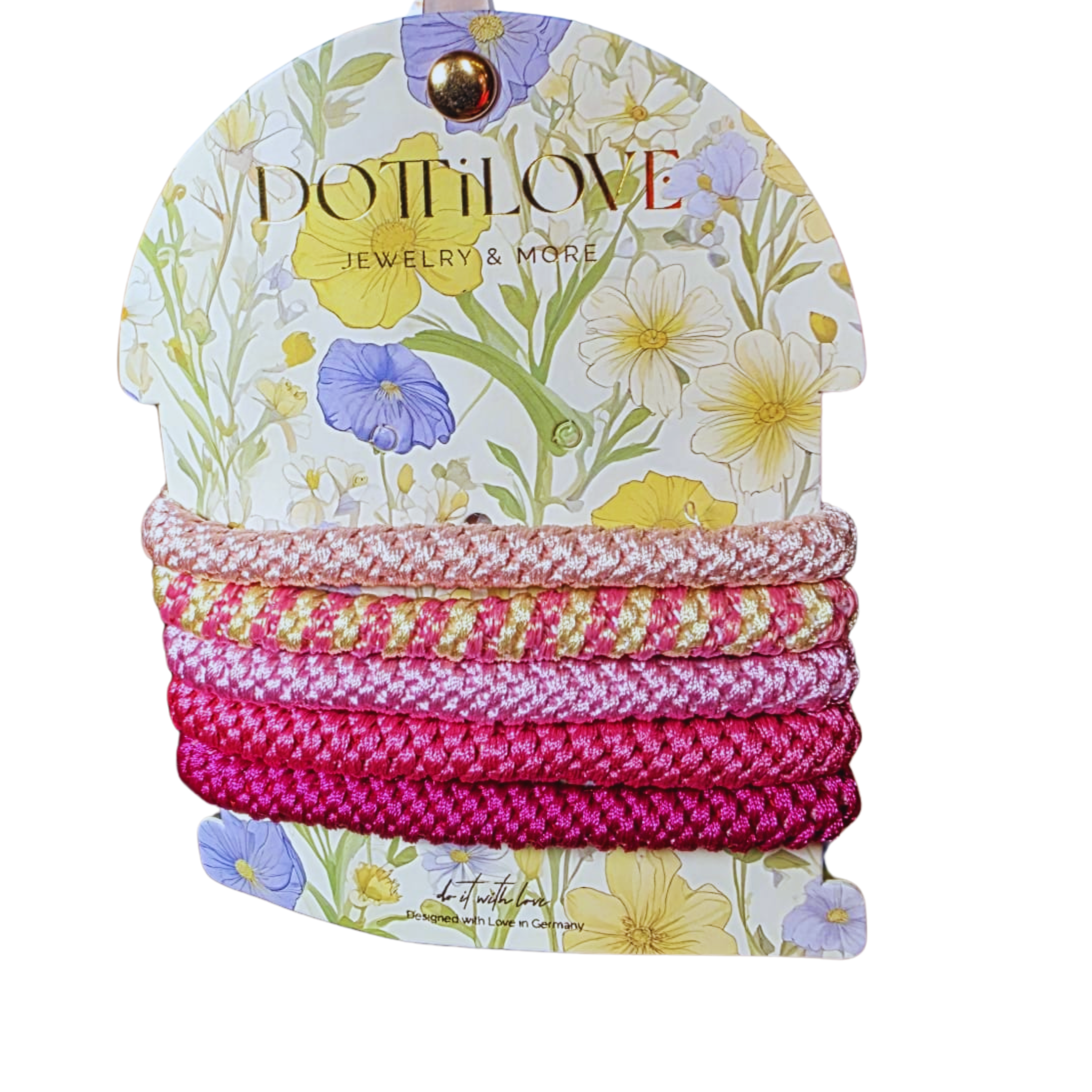 2-in-1 Hair & Wrist Set (5 stuks) - Hot Pink