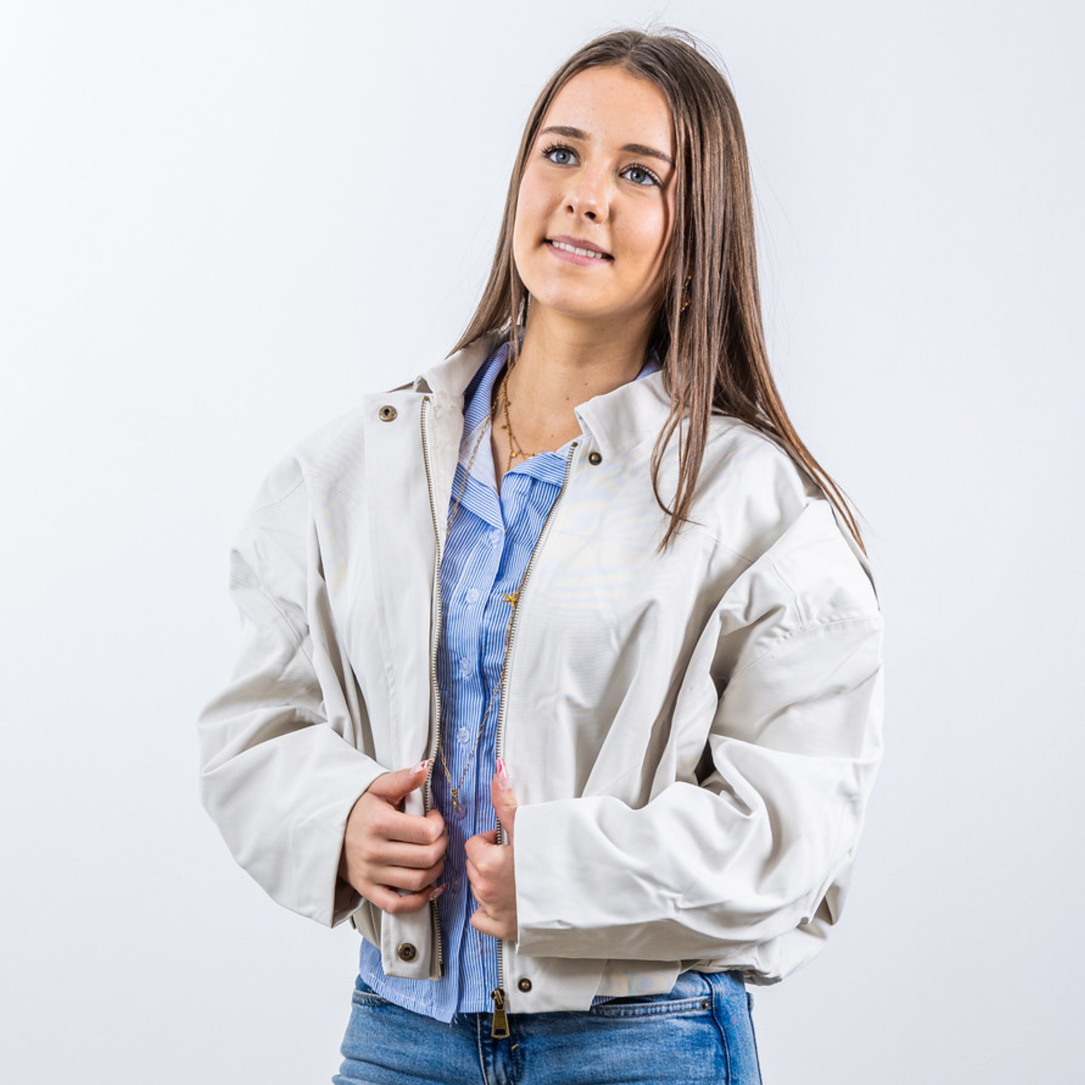 Beige Cropped Jacket