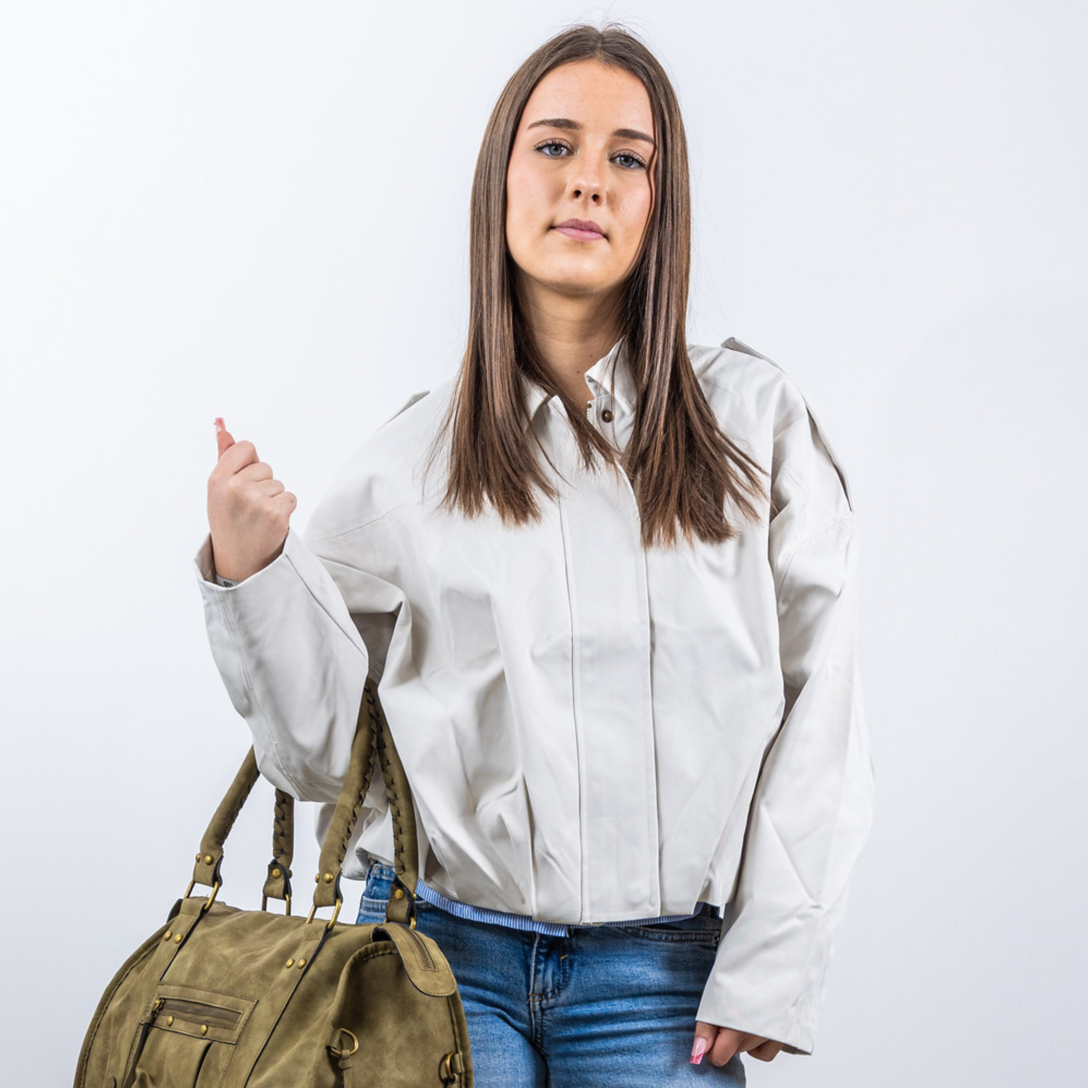 Beige Cropped Jacket