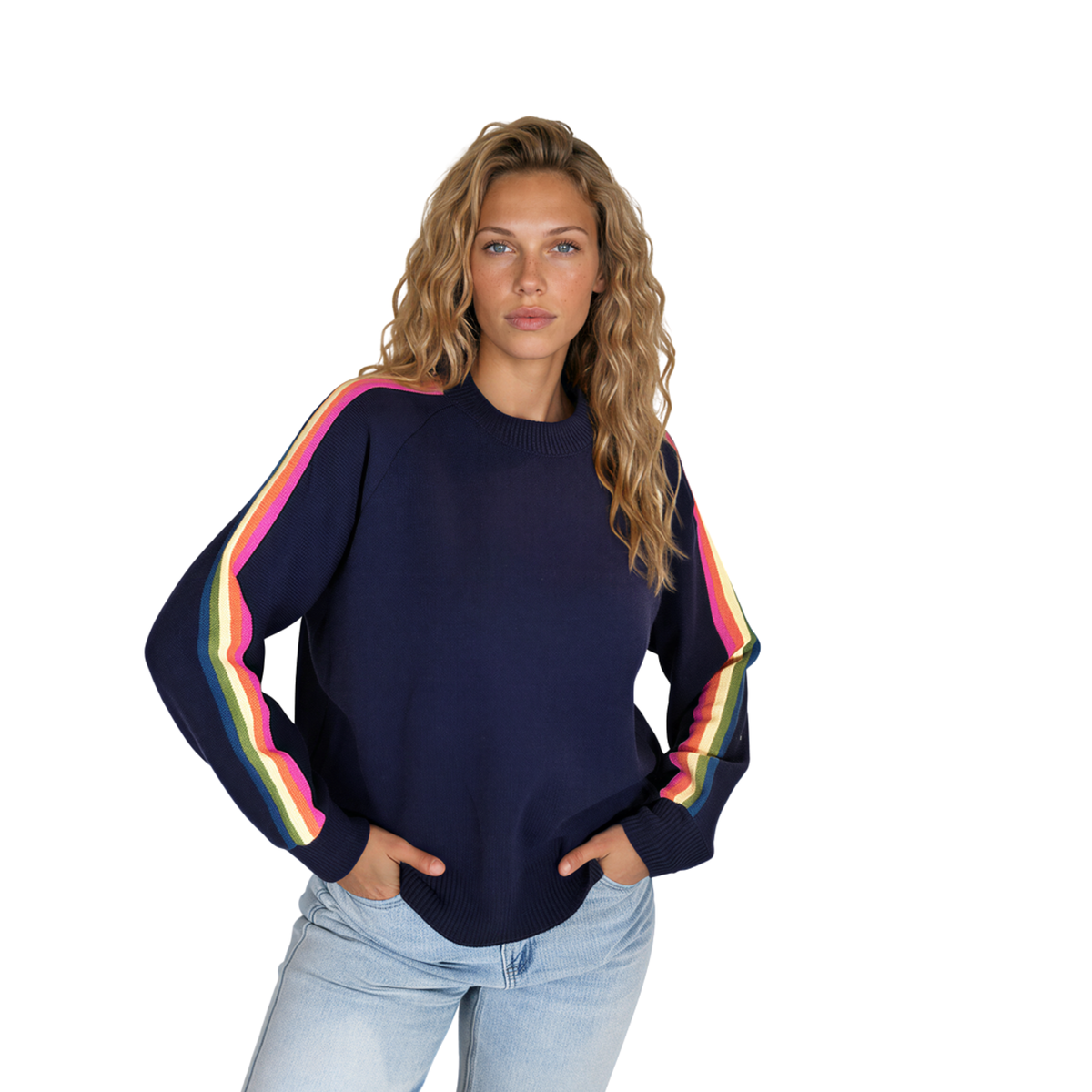 Signature Stripe Knit – Navy🌈