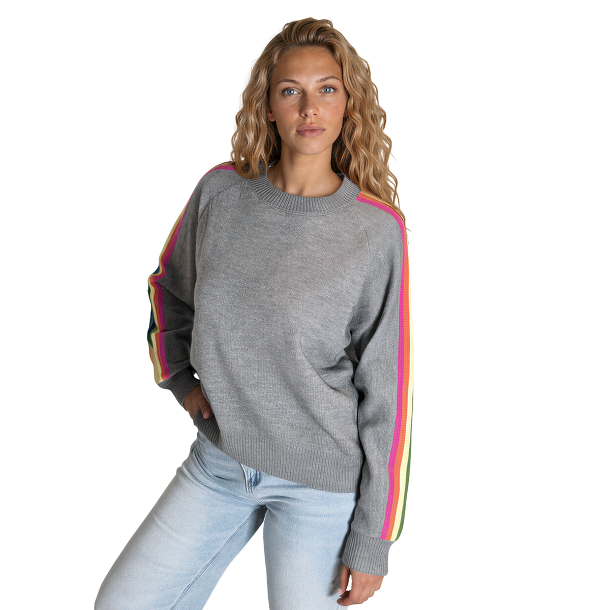 Signature Stripe Knit – Grey 🌈