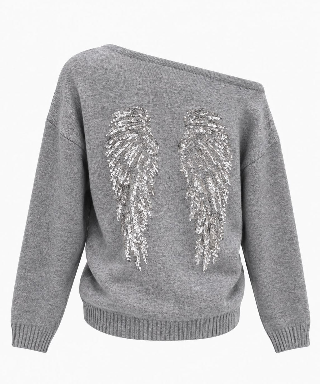 Angelwings Sweater - Grijs - achterzijde met engelenvleugels